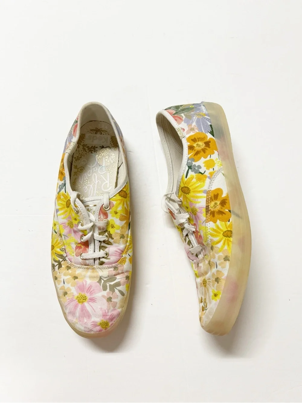 Keds X Rifle Paper Co Womens Floral Canvas Lace Up Marguerite Sneakers Size 10